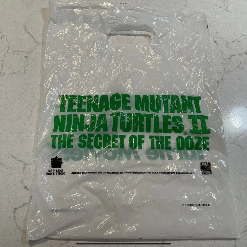 TEENAGE MUTANT NINJA TURTLES II Secret of Ooze Promotional Plastic Bag Cowabunga
